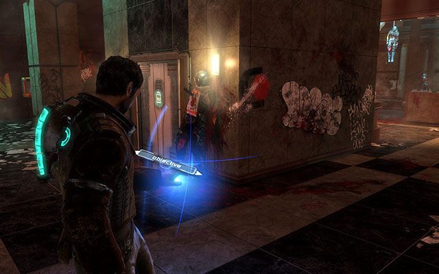 Przejdź korytarzem przez kolejne wrota - znajdziesz się w sporej sali pełnej trupów - Rendezvous with Norton | 1 - Prolog / Rude Awakening | Dead Space 3 - Dead Space 3 - poradnik do gry