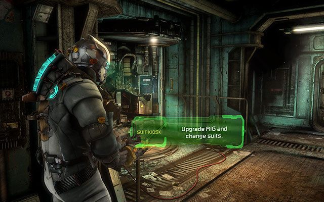 W drodze do wyjścia miniesz jeszcze kiosk z kombinezonami gdzie możesz zmienić swój strój bądź go ulepszyć - jeśli posiadasz wymagane elementy rzemieślnicze - Regroup with the crew | 4 - Historys Ember | Dead Space 3 - Dead Space 3 - poradnik do gry