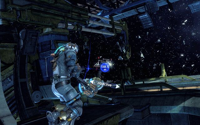 Po wyjściu w przestrzeń kosmiczną otrzymasz informację o dryfujących zbiornikach z tlenem - staraj się zawsze zwracać uwagę na poziom tlenu - Get to the Terra Nova | 4 - Historys Ember | Dead Space 3 - Dead Space 3 - poradnik do gry