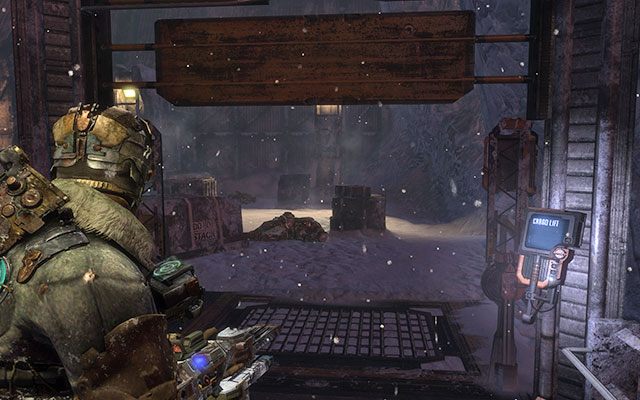 Po zakończeniu tej nierównej walki i odblokowaniu sobie dalszej drogi przejdź przez wrota na zewnątrz - 10 - Now We Know - Locate the Experiment Facility | 10, 11 - Now We Know / Signal Hunting - Dead Space 3 - poradnik do gry