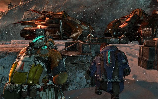 Po dotarciu do drzwi prowadzących na zewnątrz aktywuje się przerywnik filmowy - 12 - Autopsy - Probe the Specimen for information | 12, 13 - Autopsy / Reach for the Sky - Dead Space 3 - poradnik do gry