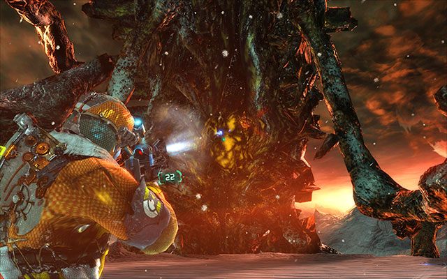 Po chwili na arenę wkroczy ogromna bestia, wsysająca wszystko co ma w zasięgu - 12 - Autopsy - Probe the Specimen for information | 12, 13 - Autopsy / Reach for the Sky - Dead Space 3 - poradnik do gry