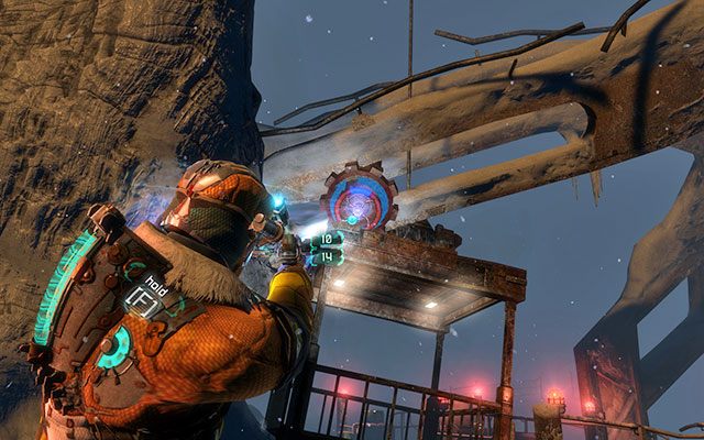Po oczyszczeniu kompletnie lokacji udaj się dalej, aż w końcu wyjdziesz na zewnątrz - Find a route to the Research Facility | 12, 13 - Autopsy / Reach for the Sky - Dead Space 3 - poradnik do gry