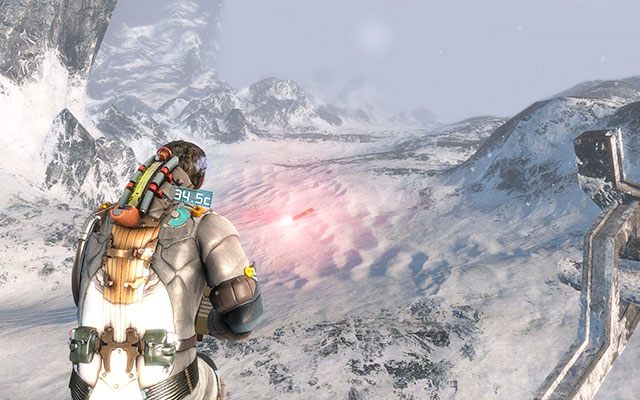 Tym razem przyjdzie Ci kierować się śladem porozrzucanych flar - staraj się jednak nie zwiedzać zbytnio, byś przypadkiem nie zamarzł - 8 - Off the Grid - Search for survivors | 8, 9 - Off the Grid / Onward - Dead Space 3 - poradnik do gry