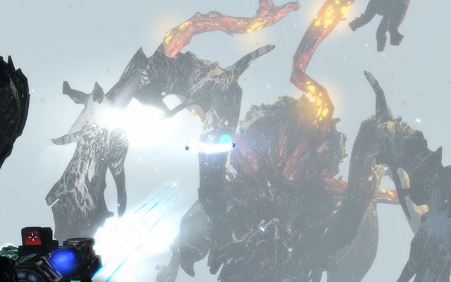 Walka ze stworem jest w miarę prosta, najważniejszym aspektem jest unikanie jego ataków - Find Ellie and herc rew | 8, 9 - Off the Grid / Onward | Dead Space 3 - Dead Space 3 - poradnik do gry