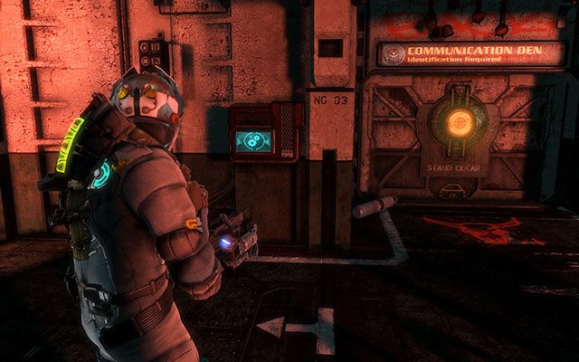 Kiedy zakończysz eksterminację podejdź do panelu na ścianie, aby obejść system - zadanie polega na zlokalizowaniu trzech punktów świecących na niebiesko - Locate Edwards | Conning Tower - zadanie poboczne | Dead Space 3 - Dead Space 3 - poradnik do gry