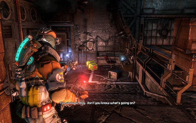 Kiedy podejdziesz do windy towarowej wyskoczy na Ciebie garstka Nekromorfów - Protect the Armory munitions | Armory - zadanie poboczne | Dead Space 3 - Dead Space 3 - poradnik do gry