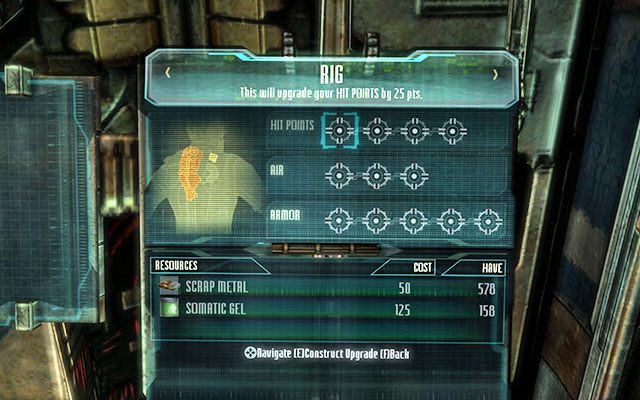 Drzewko rozwoju kombinezonów jest jedno wspólne - oznacza to, że zmieniając kombinezon, zachowujesz wszystkie ulepszone współczynniki - Kiosk z kombinezonami | Informacje wstępne i porady | Dead Space 3 - Dead Space 3 - poradnik do gry