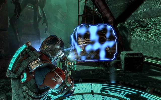 Natkniesz się na zablokowaną przez ogromne bloki drogę - Bring the codex to the Machine #1 | 16, 17 - What Lies Below / A Strange City - Dead Space 3 - poradnik do gry