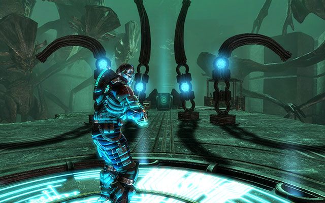 Po wyjechaniu na górę zauważysz cztery wygięte filary - Activate the Alien Conduit | 16, 17 - What Lies Below / A Strange City - Dead Space 3 - poradnik do gry