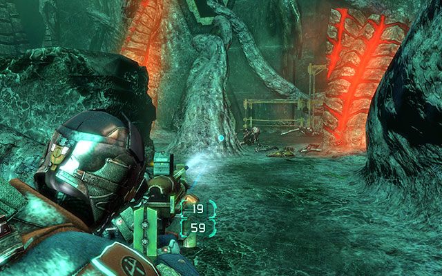 Znajdziesz się w miejscu z kilkoma Markerami - miej oczy szeroko otwarte, gdyż po chwili wpadniesz w zasadzkę - Align the Power Array | 18, 19 - Kill or Be Killed / Endings | Dead Space 3 - Dead Space 3 - poradnik do gry