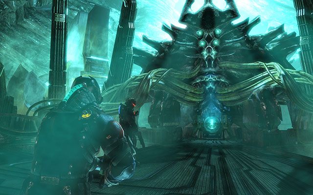 Po dotarciu na górę spotkasz się z Carverem, zaś po podejściu do slotu na Codex aktywuje się przerywnik filmowy - Complete the Array Sequence | 18, 19 - Kill or Be Killed / Endings - Dead Space 3 - poradnik do gry