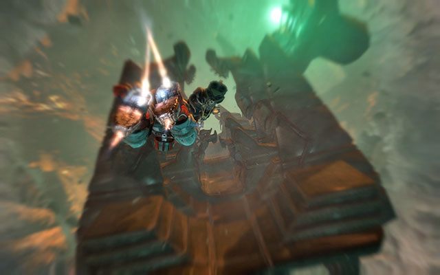 Kiedy będziesz gotów podejdź do panelu przy zamkniętych drzwiach - gdy tylko zaczniesz przy nim grzebać nastąpi eksplozja i po chwili rozpoczniesz kolejny lot między fragmentami zabudowań maszyny - 19 - Endings - Reach the machine | 18, 19 - Kill or Be Killed / Endings - Dead Space 3 - poradnik do gry