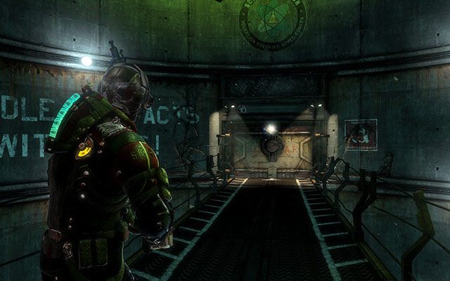 Log dryfuje nad jednym z przejść łączących bramy - zaraz poniżej pierwszego Nekromorfa - Rozdział 17 | Sekrety | Dead Space 3 - Dead Space 3 - poradnik do gry