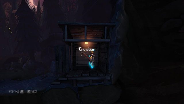 Po wybraniu dowolnej postaci przejdź na prawą stronę i zabierz wiszący na ścianie łom (Crowbar) - Zaplecze | Jaskinia (sekcje ogólnodostępne) The Cave - The Cave - poradnik do gry