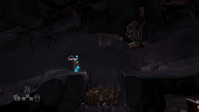 Trzecią z postaci przejdź przez uniesiona bramę i użyj dźwigni znajdującej się po drugiej stronie przepaści - Zaplecze | Jaskinia (sekcje ogólnodostępne) The Cave - The Cave - poradnik do gry