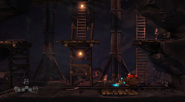 Stań dwoma postaciami na prawej opuszczanej kładce - Kopalnia | Jaskinia (sekcje ogólnodostępne) w The Cave - The Cave - poradnik do gry