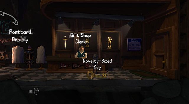 Weź klucz (Novelty-Sized Key) od portiera i otwórz nim drzwi prowadzące na zaplecze (Employees Only Door) - Zaplecze | Jaskinia (sekcje ogólnodostępne) w The Cave - The Cave - poradnik do gry
