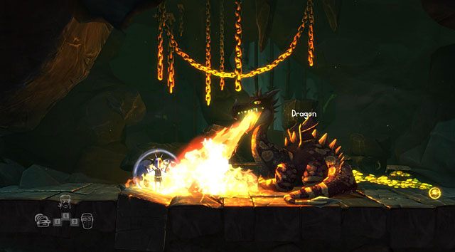 Za pomocą klucza otwórz drzwi (Dragon Gate) za śpiącym smokiem inną niż rycerz postacią - The Knight | Obszary dla określonych bohaterów w The Cave - The Cave - poradnik do gry