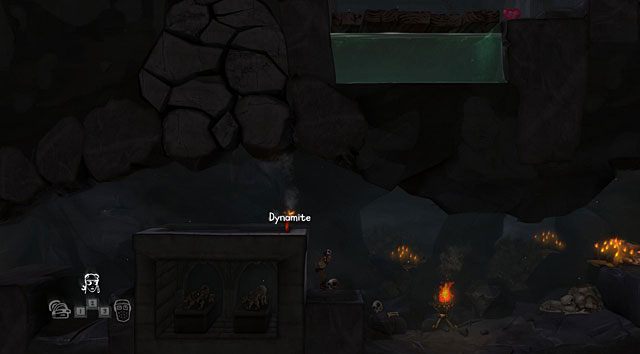 Zejdź niżej i biegnij cały czas w lewo, aż znajdziesz się pod stertą kamieni, w które wbity jest miecz - The Knight | Obszary dla określonych bohaterów w The Cave - The Cave - poradnik do gry