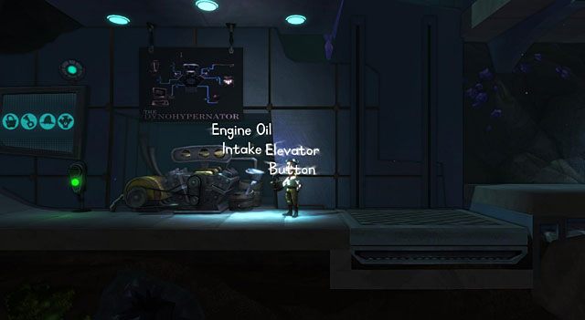 Przenieś się tą postacią w przyszłość i wlej olej w maszynerię znajdującą się na prawo od portierni (Engine Oil Intake) - The Time Traveller | Obszary dla określonych bohaterów w The Cave - The Cave - poradnik do gry