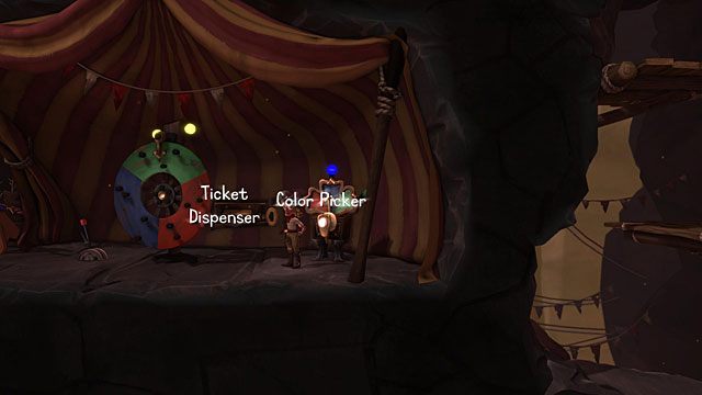 Z lewej strony kompleksu znajdziesz koło niefortuny (prowadzi do niego tablica z napisem Wheel of Misfortune) - The Hillbilly | Obszary dla określonych bohaterów w The Cave - The Cave - poradnik do gry