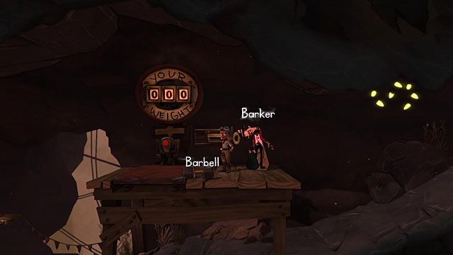 W pobliżu znajduje się facet waga i facet zgadujący na oko ile kto waży - The Hillbilly | Obszary dla określonych bohaterów w The Cave - The Cave - poradnik do gry