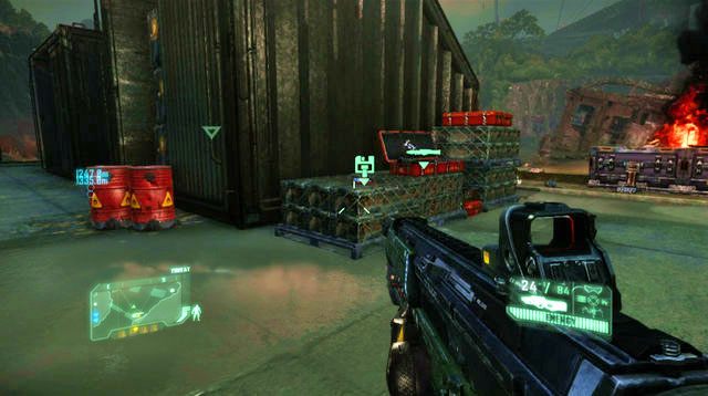 Na lewo od wielkiej zamkniętej bramy, możesz pozostać kilku żywych żołnierzy CELL oraz działko stacjonarne - Dostań się do centrum dowodzenia CELL | Red Star Rising | Crysis 3 - Crysis 3 - poradnik do gry