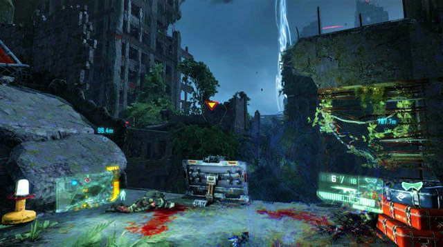 Przed ścieżką prowadzącą w górę do kolejnego celu na południowym wschodzie, rozbrój lub wymiń pola minowe - Zniszcz drugi system obrony Ceph | Only Human | Crysis 3 - Crysis 3 - poradnik do gry