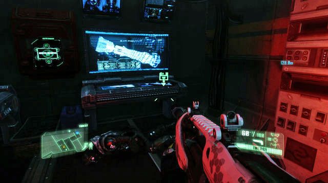 Po przeprogramowaniu pierwszego komputera i otworzeniu drzwi wejdź do pomieszczenia, w którym znajduje się ten komputer - Post Human | Dane wywiadowcze CELL oraz plakaty | Crysis 3 - Crysis 3 - poradnik do gry