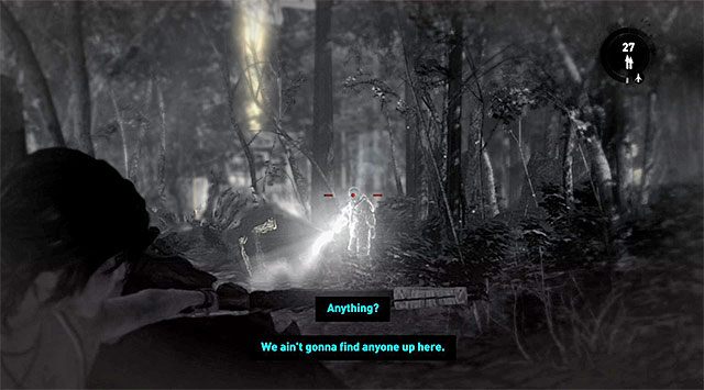 Zachowaj czujność, bo tuż po wkroczeniu do głównego obszaru lasu spotkasz pierwszych przeciwników - Znajdź wyjście z lasu | 19 - Trochę czasu na osobności | Solucja Tomb Raider - Tomb Raider - poradnik do gry