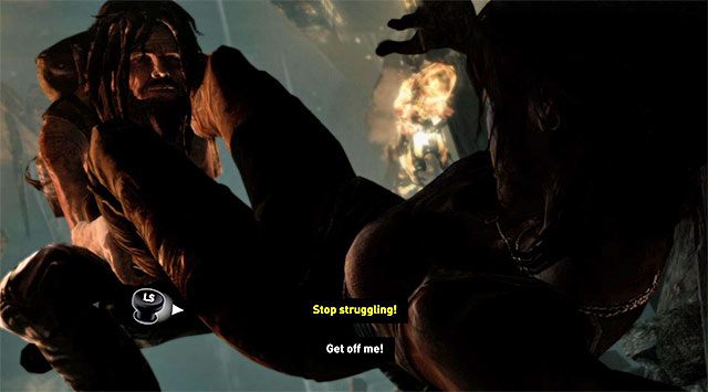 Podejdź do niewielkiej dziury, tak by Lara automatycznie kucnęła - 1 - Przetrwaj | 1 - Przetrwaj, 2 - Siła woli | Solucja Tomb Raider - Tomb Raider - poradnik do gry