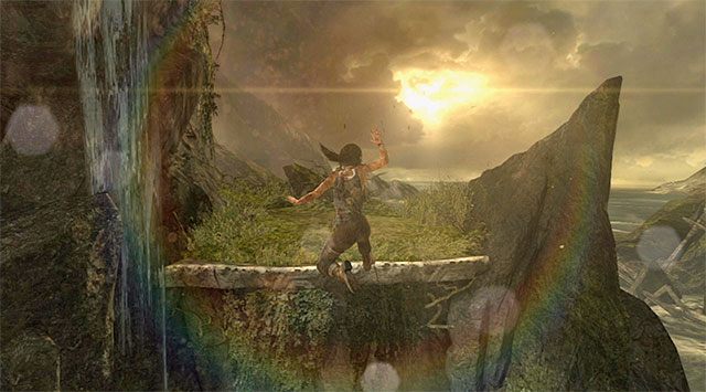 Nie powinieneś mieć też żadnych problemów z wykonaniem nieco dalej skoku z rozbiegu - Poszukaj śladów innych rozbitków | 3 - Oznaki życia | Solucja Tomb Raider - Tomb Raider - poradnik do gry