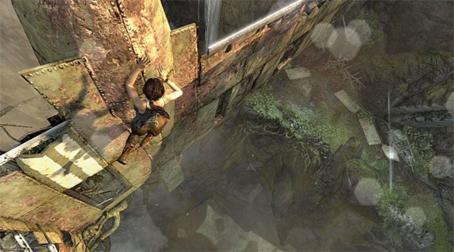 Po dotarciu do najwyżej położonej krawędzi wyrusz w prawo - Poszukaj śladów innych rozbitków | 3 - Oznaki życia | Solucja Tomb Raider - Tomb Raider - poradnik do gry