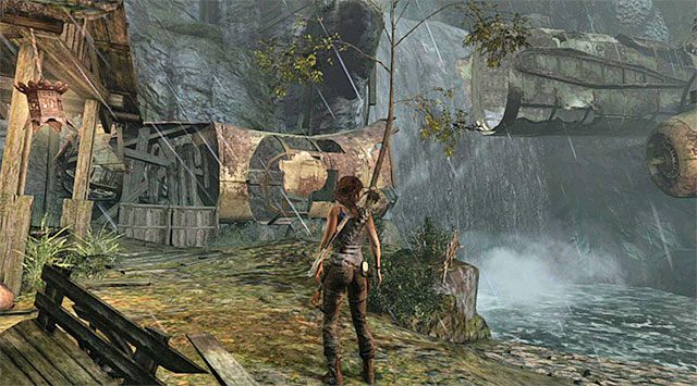 Kontynuuj przemarsz na północ, docierając do podnóża klifu - Znajdź plecak Rotha | 8 - Wołanie o pomoc | Solucja Tomb Raider - Tomb Raider - poradnik do gry