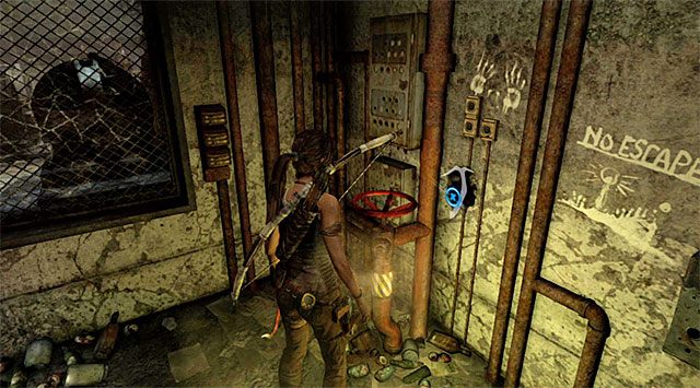 Zbliż się do nowego zaworu, z którym musisz wejść w interakcję - Znajdź konsolę łączności | 8 - Wołanie o pomoc | Solucja Tomb Raider - Tomb Raider - poradnik do gry