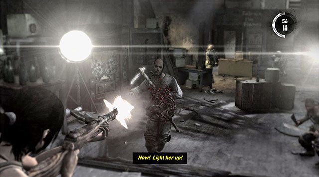 Tuż po wkroczeniu do nowego obszaru bunkra Lara zostanie zaskoczona przez bandytów i niestety nie można tego uniknąć - Znajdź konsolę łączności | 8 - Wołanie o pomoc | Solucja Tomb Raider - Tomb Raider - poradnik do gry