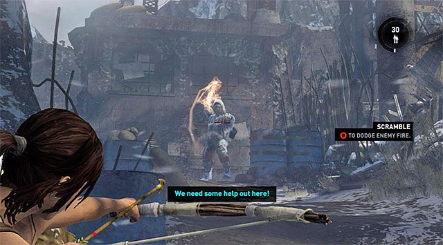 To nie koniec problemów, bo w okolicy przebywają kolejni wrogowie i błyskawicznie odnotują oni obecność głównej bohaterki - Dotrzyj na szczyt masztu radiowego, by wysłać sygnał SOS | 8 - Wołanie o pomoc - Tomb Raider - poradnik do gry