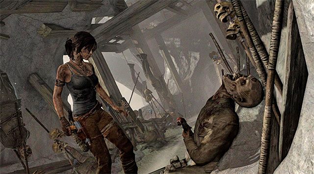 Po tym jak Lara trafi do większego obszaru wyrusz prosto, zbierając po drodze amunicję - 11 - Kolejny bałagan - Wydostań się z klasztoru | 10 - Nieczyste sumienie, 11 - Kolejny bałagan - Tomb Raider - poradnik do gry