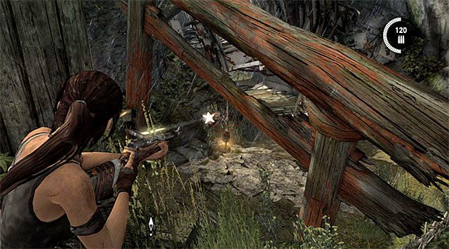 Drugi wariant zakłada przejęcie inicjatywy i zaatakowanie wrogów z wysokości - Zejdź do bazy Solarii | 12 - Przyjaciółka w potrzebie | Solucja Tomb Raider - Tomb Raider - poradnik do gry