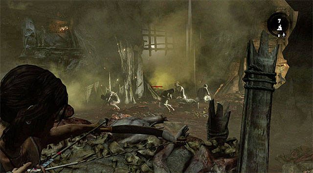 Przeciśnij się między skałami i obejrzyj krótką scenkę przerywnikową z udziałem bezbożnych, którzy rozerwą na strzępy podrzuconą im ofiarę - Uratuj pojmanych członków załogi okrętu Endurance | 16 - Nikt nie zostanie z tyłu - Tomb Raider - poradnik do gry