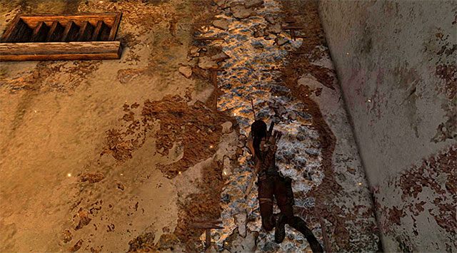 Ponownie skręć w prawo i po znalezieniu się w płonącym korytarzu zlokalizuj dziurę w lewej ścianie, wkraczając na fragment dachu fortecy - Przedostań się do pałacu; Znajdź Sam | 17 - Prosto w ogień | Solucja Tomb Raider - Tomb Raider - poradnik do gry