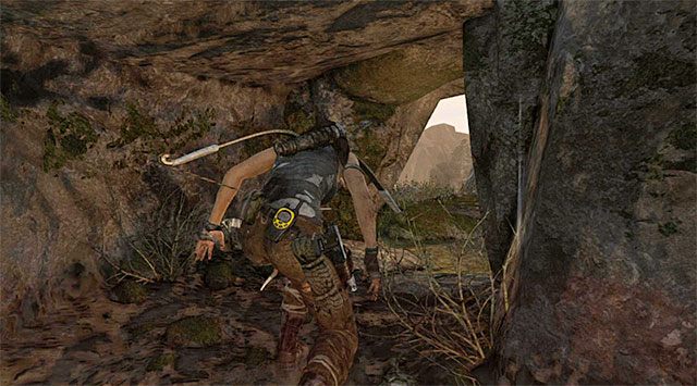Po przedostaniu się rozwidlenia skręć w prawo (lewy korytarz prowadzi do pustego legowiska), dzięki czemu dotrzesz do wyjścia z jaskini i powrócisz do lokacji Shantytown (Miasto ubogich) - Opuść las przechodząc przez wilczą jaskinię | 19 - Trochę czasu na osobności - Tomb Raider - poradnik do gry