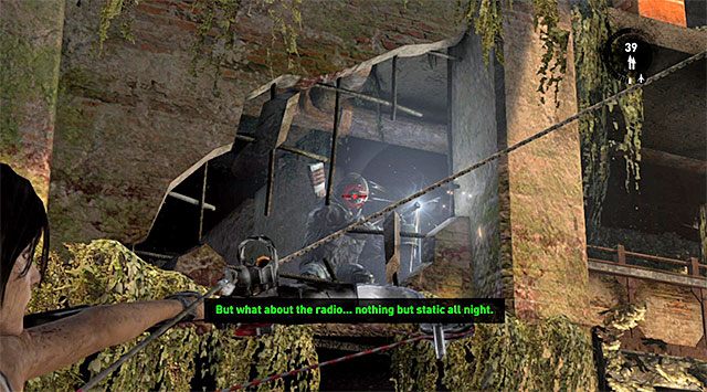 Zdecydowanie polecam możliwie jak najdłużej pozostawać tu w ukryciu, tak by już po rozpoczęciu zbliżającej się wielkimi krokami bitwy mieć do czynienia z mniejszą ilością przeciwników - Dotrzyj do wraku okrętu Endurance (2) | 22 - Zaginiony | Solucja Tomb Raider - Tomb Raider - poradnik do gry