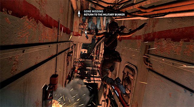 Po odzyskaniu kontroli nad Larą ruszaj prosto, nigdzie się po drodze nie zatrzymując - Odzyskaj narzędzia Reyes; Powróć do bunkra | 22 - Zaginiony | Tomb Raider - Tomb Raider - poradnik do gry
