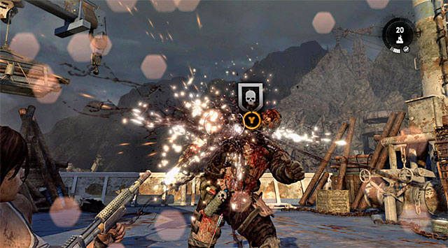 Walcz do momentu gdy nad głową mini-bossa pojawi się ikona symbolizująca możliwość wykonania egzekucji - Znajdź Alexa | 22 - Zaginiony | Solucja Tomb Raider - Tomb Raider - poradnik do gry