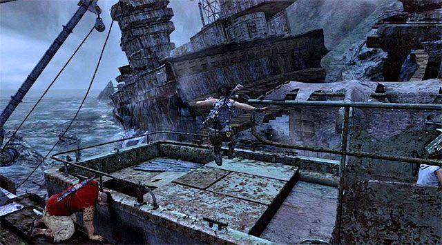 Etap ten należy rozpocząć poprzez wejście na pokład naprawionej przez Reyes łodzi - Uratuj Sam i znajdź sposób na opuszczenie wyspy; Wejdź do klasztoru | 24 - Powrót - Tomb Raider - poradnik do gry