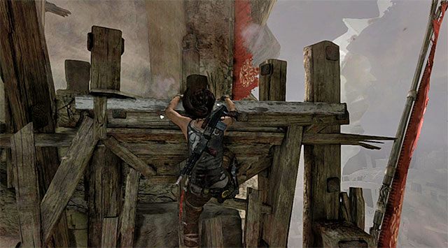 Udaj się w lewo, wdrapując się na wyżej położone platformy - Uratuj Sam porwaną przez Mathiasa (1) | 24 - Powrót | Solucja Tomb Raider - Tomb Raider - poradnik do gry