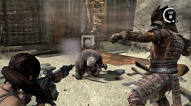 Rozpocznij przemarsz, będąc gotowym do regularnego likwidowania napotykanych wartowników - Uratuj Sam porwaną przez Mathiasa (1) | 24 - Powrót | Solucja Tomb Raider - Tomb Raider - poradnik do gry