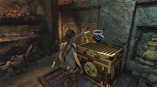 Wyrusz dalej na wschód, docierając po kilku chwilach do dużej skrzyni ze skarbami - Sala Przejścia | Opcjonalne grobowce - Mountain Village | Solucja Tomb Raider - Tomb Raider - poradnik do gry